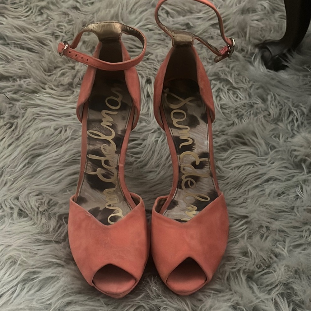 Sam edelman salmon peep toe heels with ankle strap